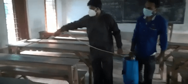 মুখ্যমন্ত্রীর ঘোষণা পরে যুদ্ধকালীন তৎপরতায় চলছে স্কুল স্যানিটাইজেশন এর কাজ।