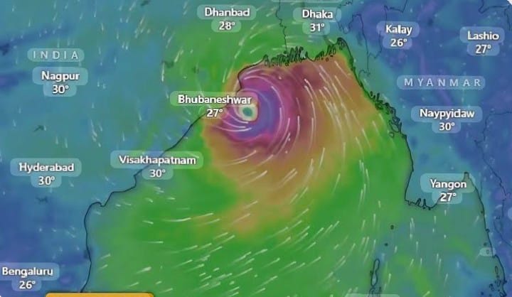 ফের ঘূর্ণিঝড়ের ভ্রুকুটি বাংলার উপর। ১২০ থেকে ১৩৫ কিমি বেগে ধেয়ে আসছে ঘূর্ণিঝড় “শক্তি”